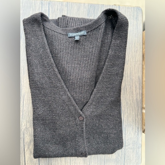 Eileen Fisher Women’s Cardigan Sweater Size Medium Brown Cashmere Wool - Picture 9 of 9